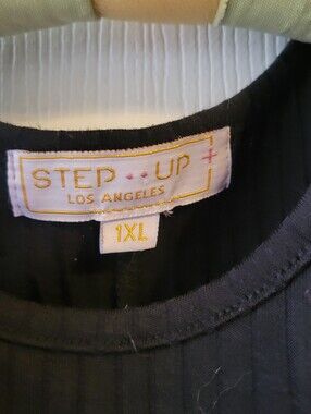 Step Up Black Open Shoulder Mini Dress, 1XL
